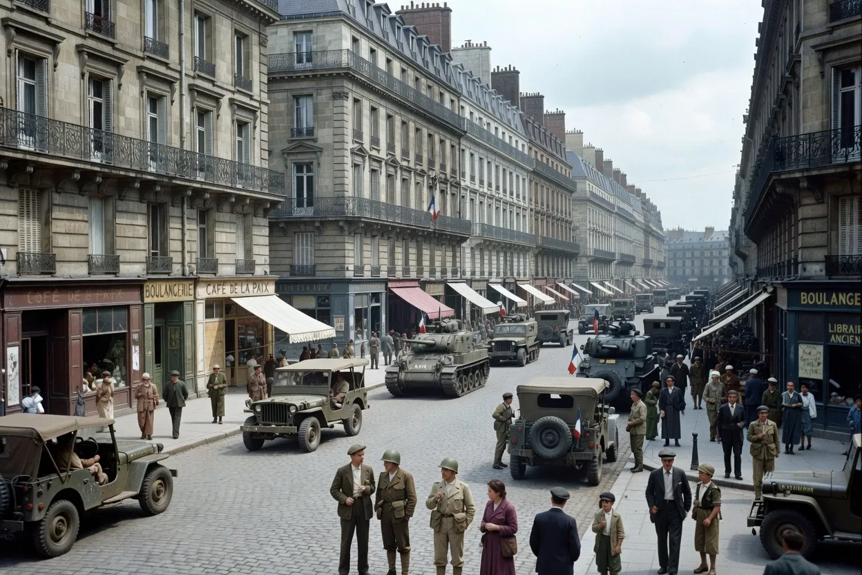 Avenue du Général Leclerc dans une grande ville française, artère commerciale bordée d'immeubles