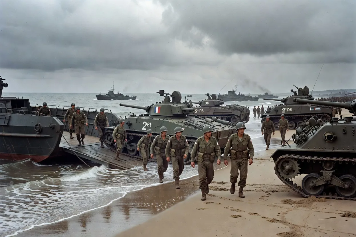 Le débarquement de la 2e Division Blindée à Utah Beach, 1er août 1944